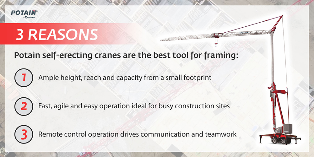 Potain self-erecting cranes are the best tool for framing