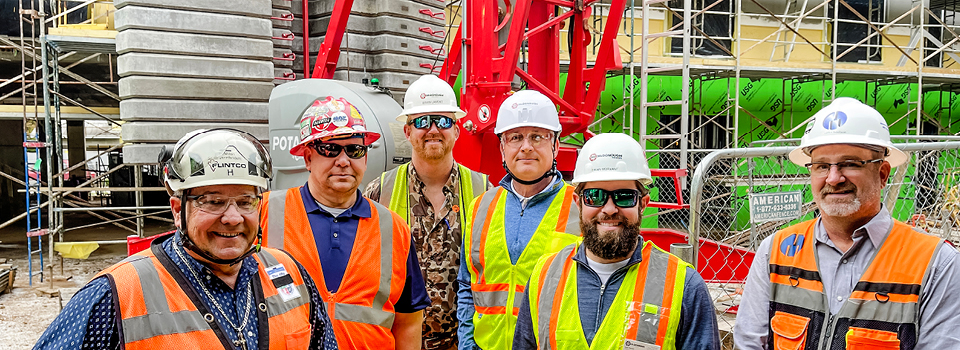 Flintco team uses Potain self erecting crane on project in Austin, Texas.