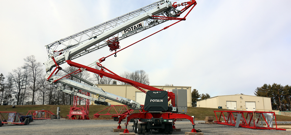 Potain self-erecting tower crane assembly